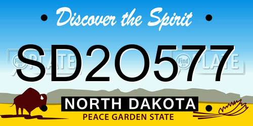 SD2O577 North Dakota License Plate