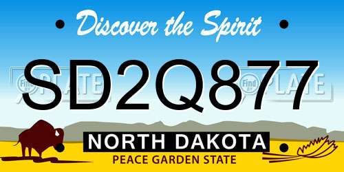 SD2Q877 North Dakota License Plate