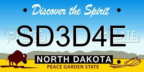 SD3D4E North Dakota License Plate