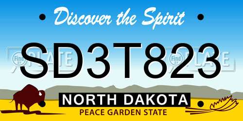 SD3T823 North Dakota License Plate