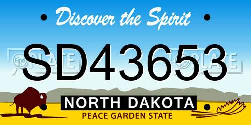 SD43653 North Dakota License Plate