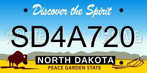SD4A720 North Dakota License Plate