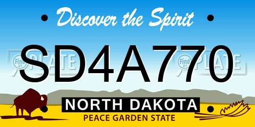 SD4A770 North Dakota License Plate