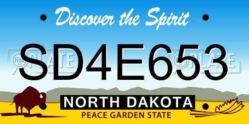 SD4E653 North Dakota License Plate