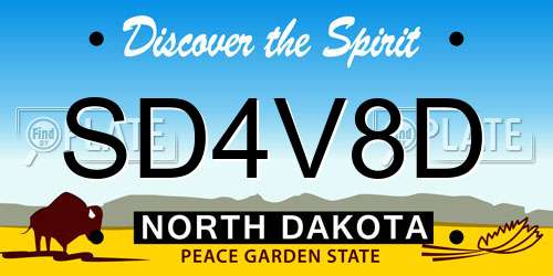 SD4V8D North Dakota License Plate