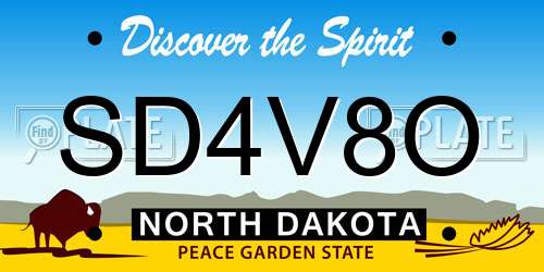 SD4V8O North Dakota License Plate