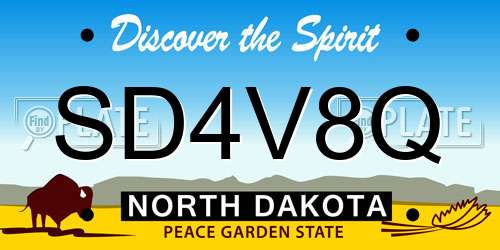 SD4V8Q North Dakota License Plate