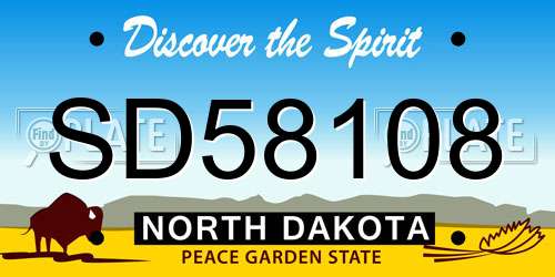 SD58108 North Dakota License Plate