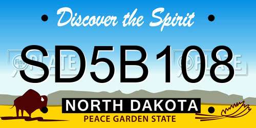SD5B108 North Dakota License Plate