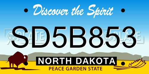 SD5B853 North Dakota License Plate