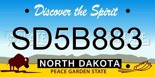 SD5B883 North Dakota License Plate