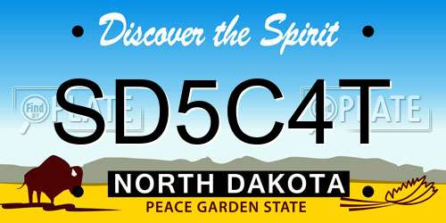SD5C4T North Dakota License Plate