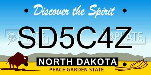 SD5C4Z North Dakota License Plate