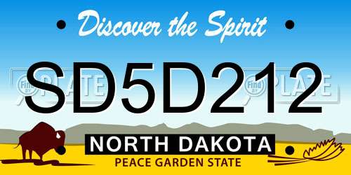 SD5D212 North Dakota License Plate