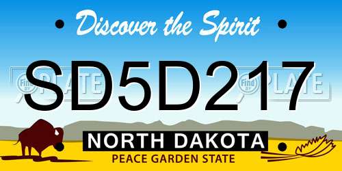 SD5D217 North Dakota License Plate
