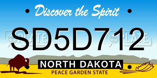 SD5D712 North Dakota License Plate