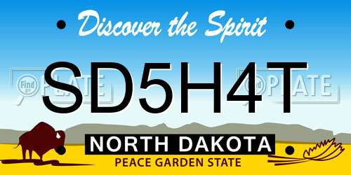 SD5H4T North Dakota License Plate