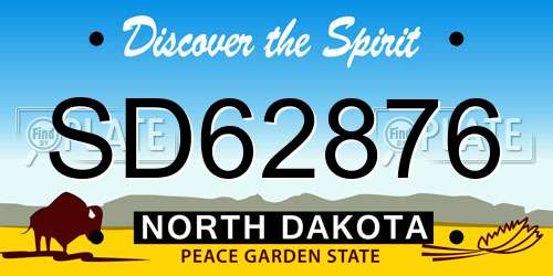 SD62876 North Dakota License Plate