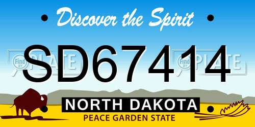 SD67414 North Dakota License Plate