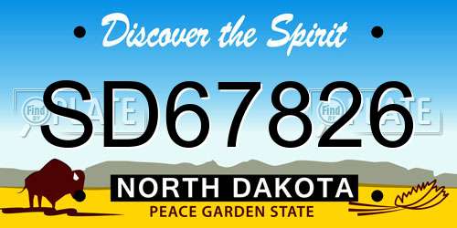 SD67826 North Dakota License Plate