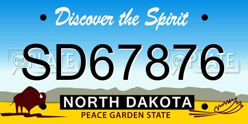 SD67876 North Dakota License Plate