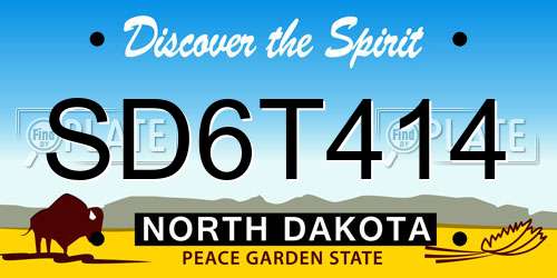 SD6T414 North Dakota License Plate