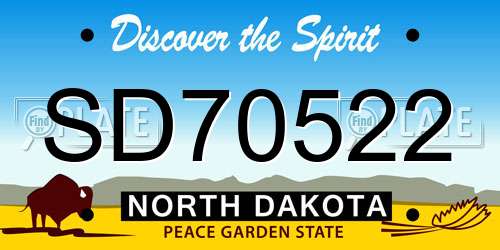 SD70522 North Dakota License Plate