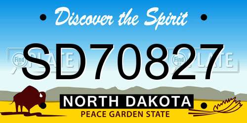 SD70827 North Dakota License Plate