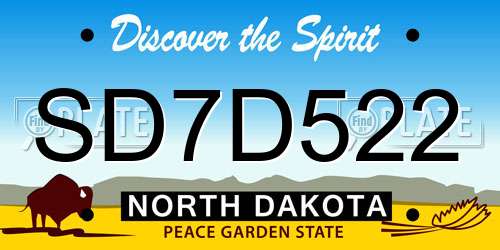 SD7D522 North Dakota License Plate