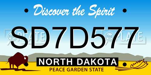 SD7D577 North Dakota License Plate