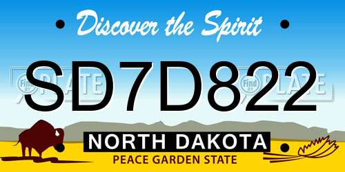 SD7D822 North Dakota License Plate