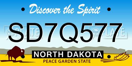 SD7Q577 North Dakota License Plate