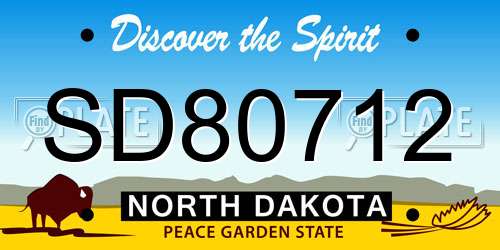 SD80712 North Dakota License Plate