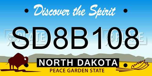 SD8B108 North Dakota License Plate