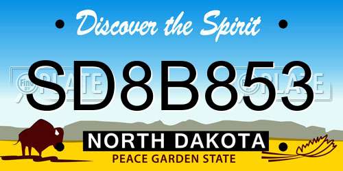 SD8B853 North Dakota License Plate