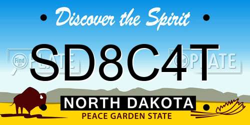 SD8C4T North Dakota License Plate