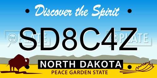 SD8C4Z North Dakota License Plate