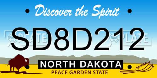 SD8D212 North Dakota License Plate