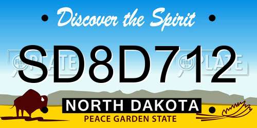 SD8D712 North Dakota License Plate