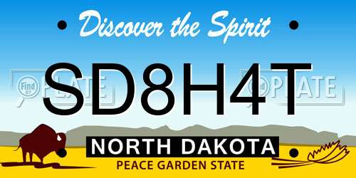 SD8H4T North Dakota License Plate