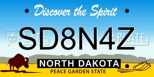SD8N4Z North Dakota License Plate