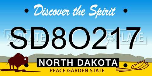 SD8O217 North Dakota License Plate