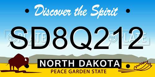 SD8Q212 North Dakota License Plate