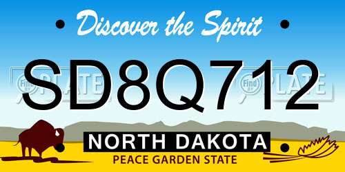 SD8Q712 North Dakota License Plate