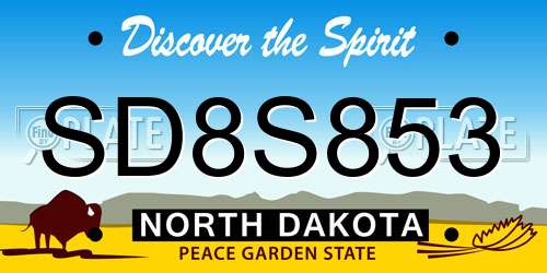 SD8S853 North Dakota License Plate