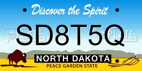 SD8T5Q North Dakota License Plate