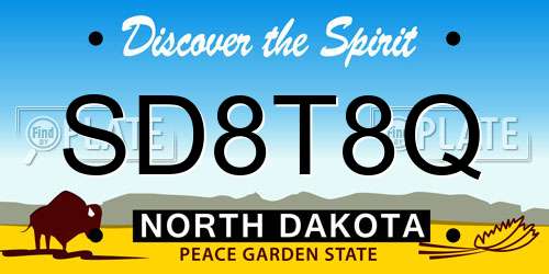 SD8T8Q North Dakota License Plate