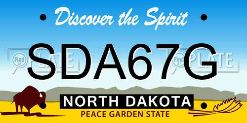 SDA67G North Dakota License Plate