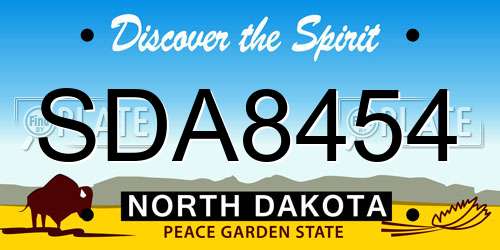 SDA8454 North Dakota License Plate