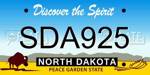 SDA925 North Dakota License Plate
